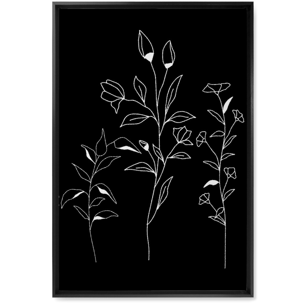 Wildflower Botanical - Black and White Wall Art, Black, Single piece, Canvas, 20x30, Black