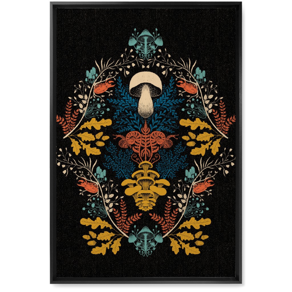 Mushroom Forest Wall Art, Black, Single piece, Canvas, 20x30, Multicolor, Coal
