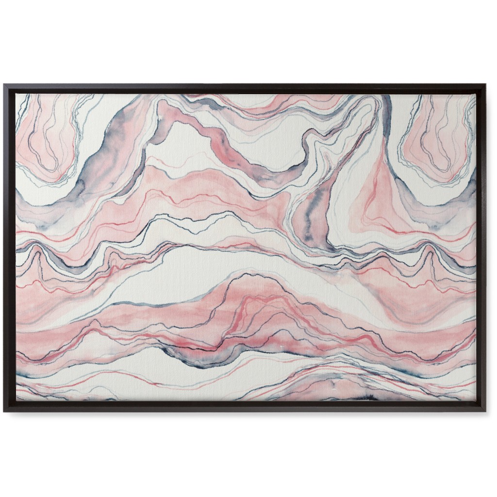 Watercolor Marble Wall Art, Black, Single piece, Canvas, 20x30, Pink, Quartz