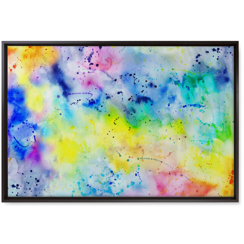 Rainbow Wash Watercolor - Multi Wall Art, Black, Single piece, Canvas, 20x30, Multicolor