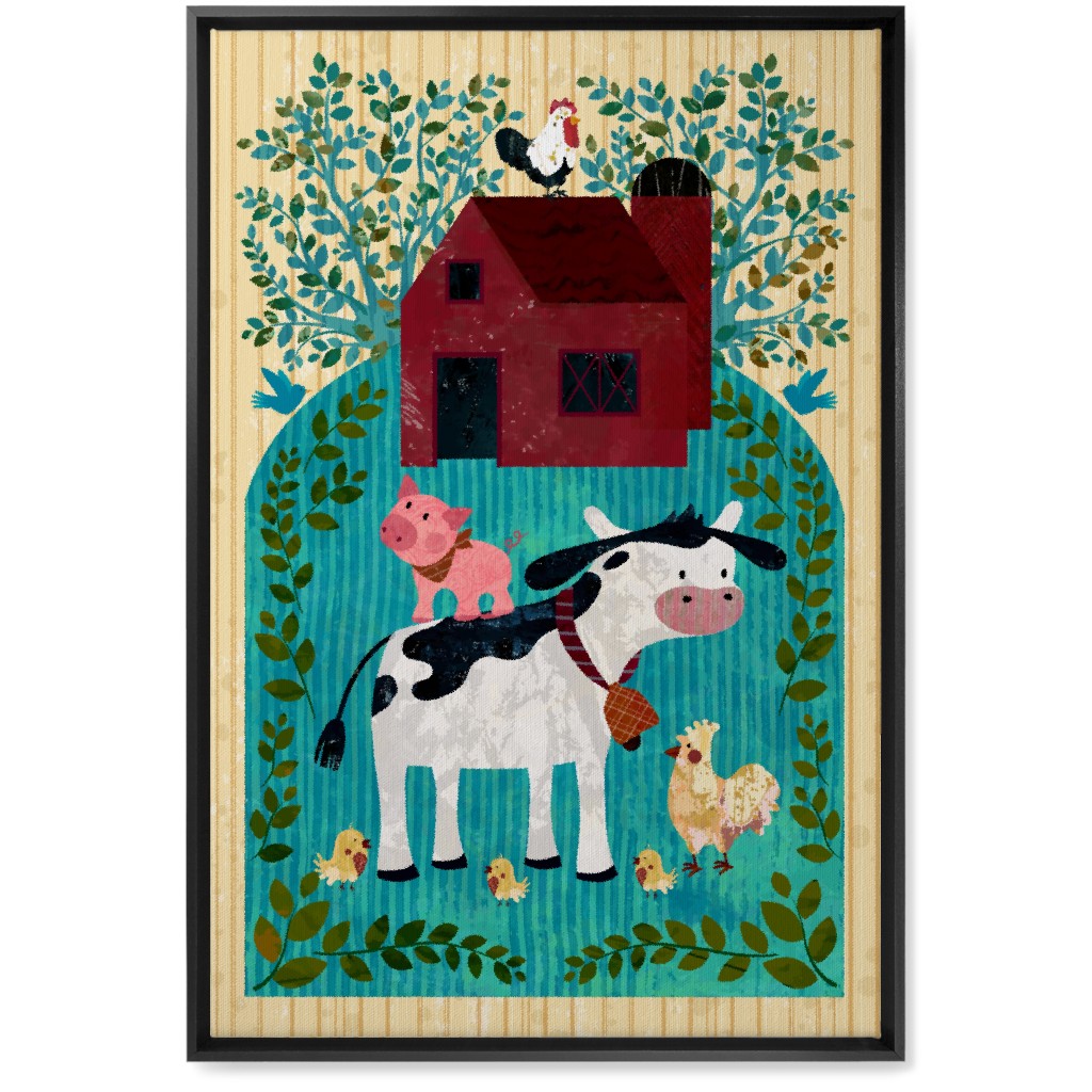 Farm Life - Animals & Barn Wall Art, Black, Single piece, Canvas, 20x30, Multicolor