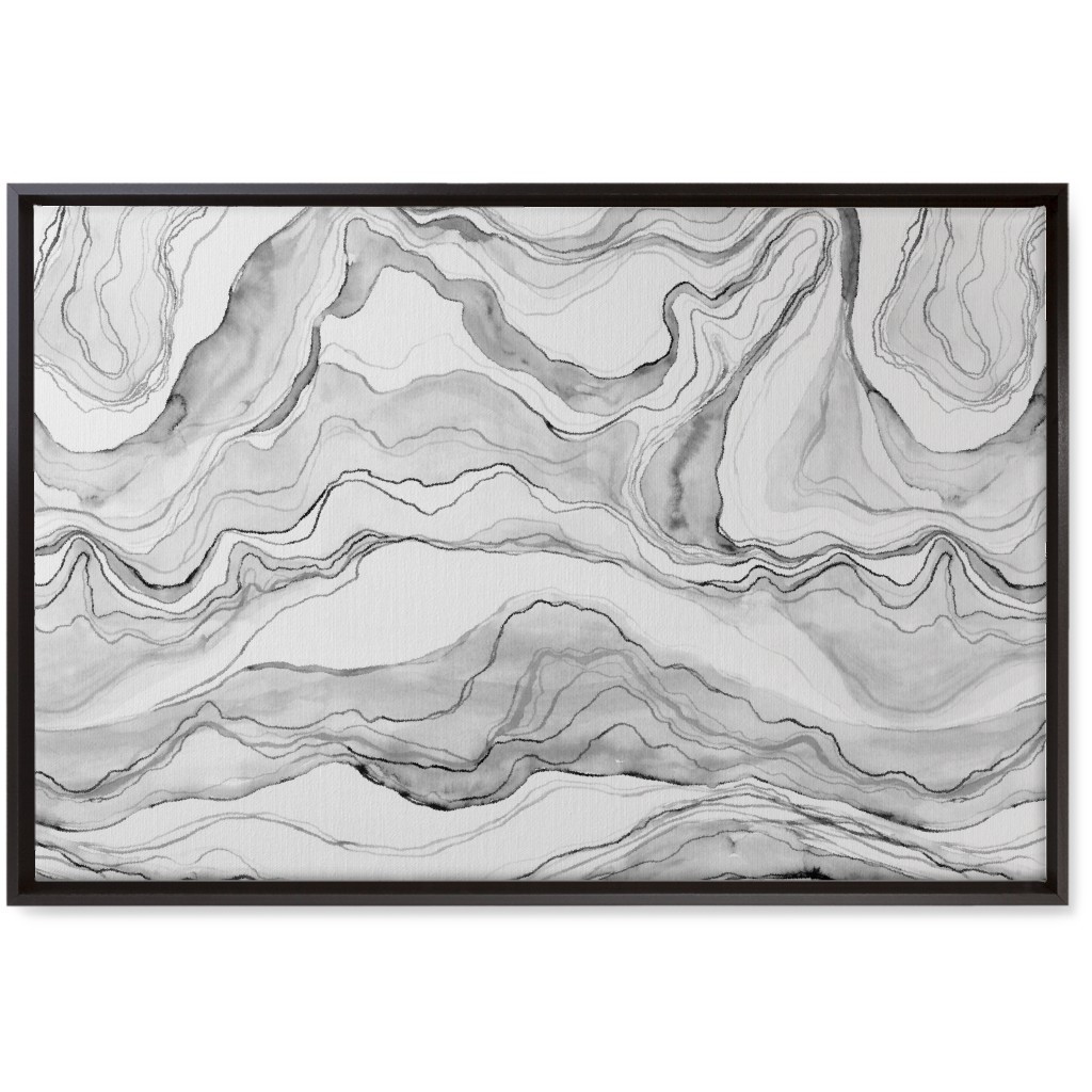 Watercolor Marble Wall Art, Black, Single piece, Canvas, 20x30, Gray