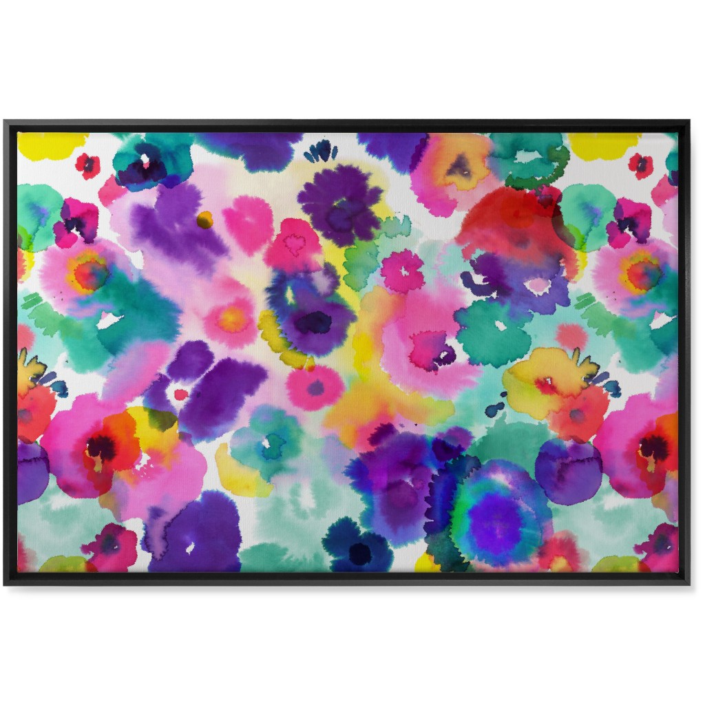 Abstract Floral Watercolor - Multi Wall Art, Black, Single piece, Canvas, 24x36, Multicolor