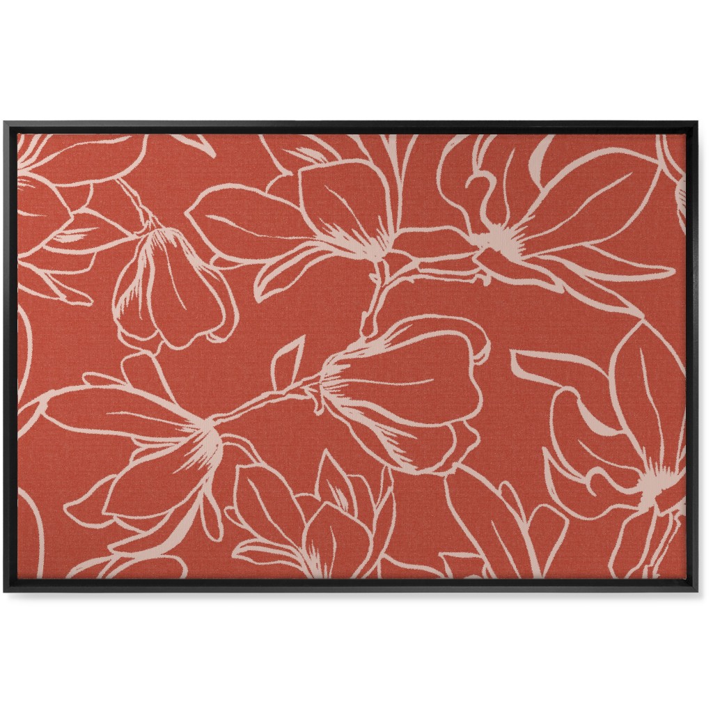 Magnolia Garden Wall Art, Black, Single piece, Canvas, 24x36, Red
