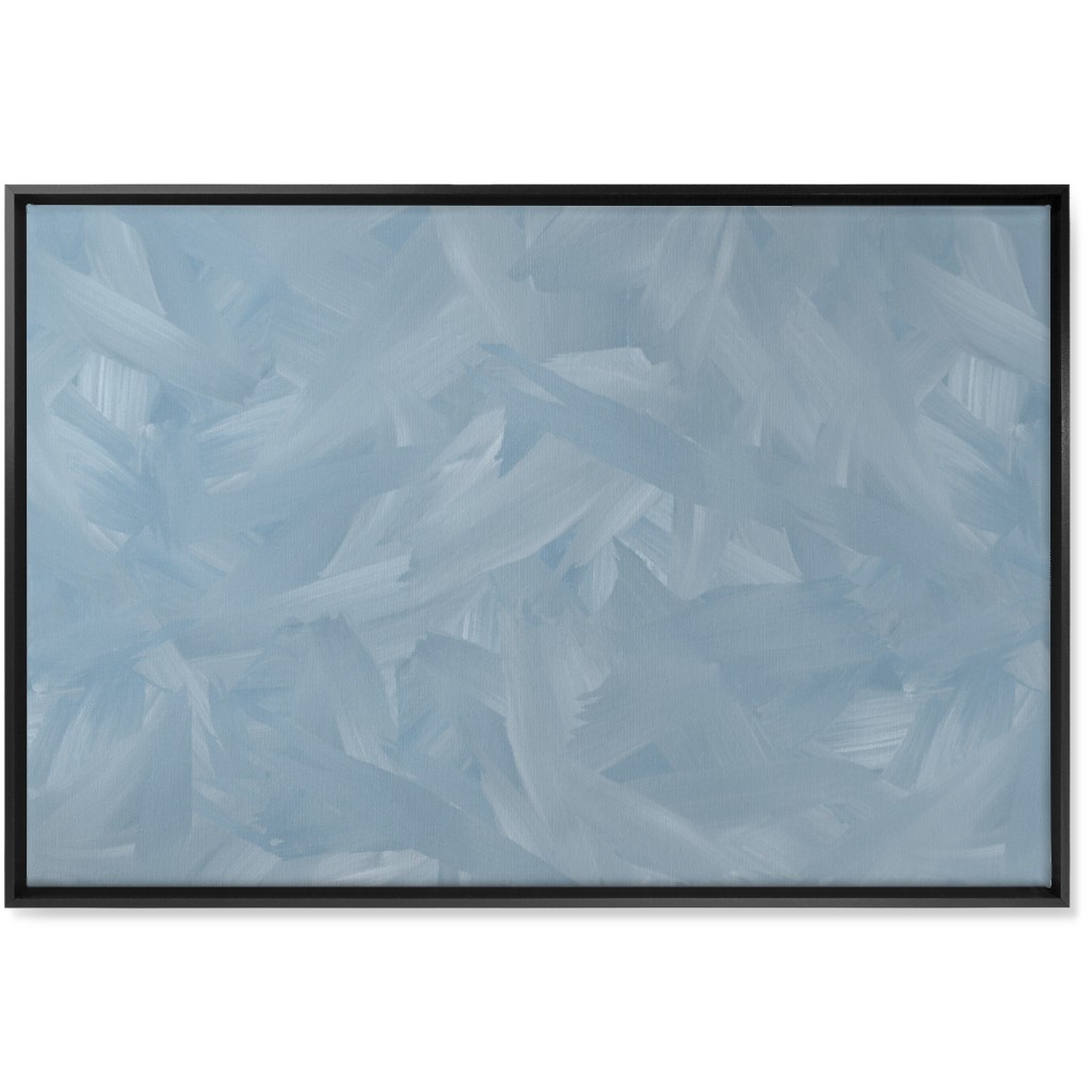 Brushstroke Wash - Light Blue Wall Art, Black, Single piece, Canvas, 24x36, Blue