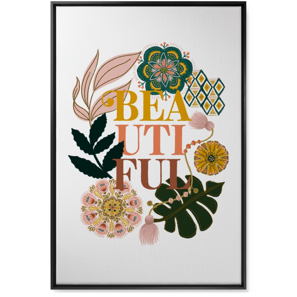 Boho Beauty - Multi Botanical Wall Art, Black, Single piece, Canvas, 24x36, Multicolor