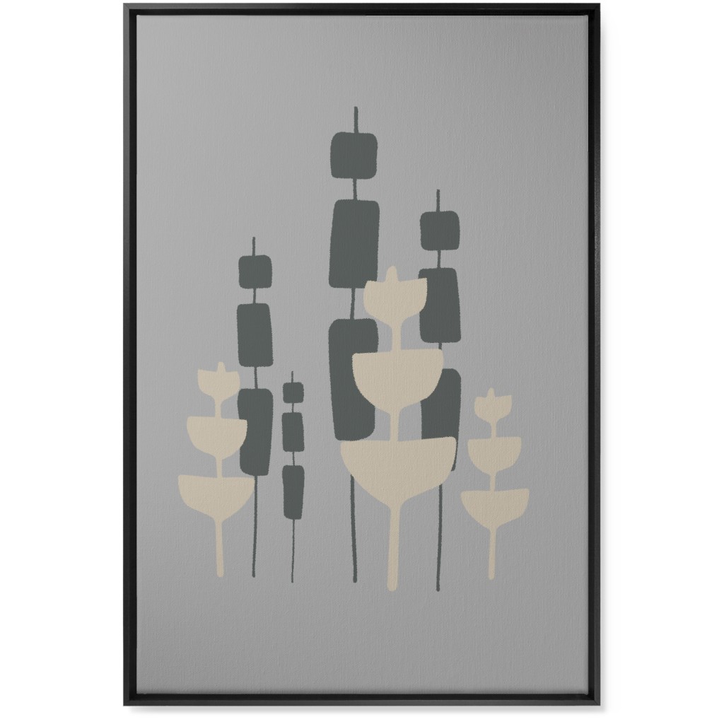 Cattail & Pods Wall Art, Black, Single piece, Canvas, 24x36, Gray