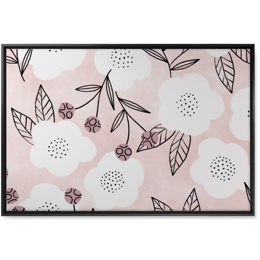 Arlene Floral - Pink Wall Art, Black, Single piece, Canvas, 24x36, Pink