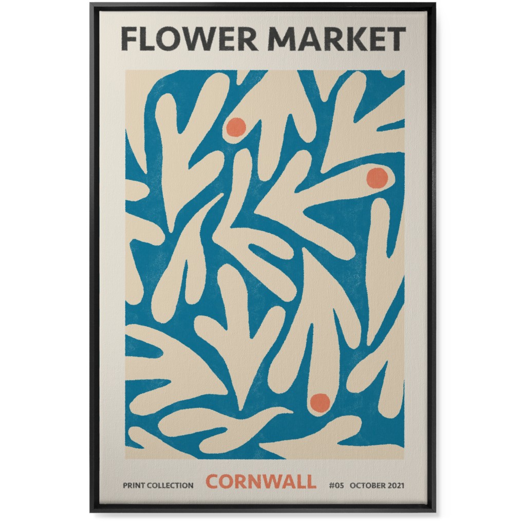 Flower Market - Blue Wall Art, Black, Single piece, Canvas, 24x36, Blue