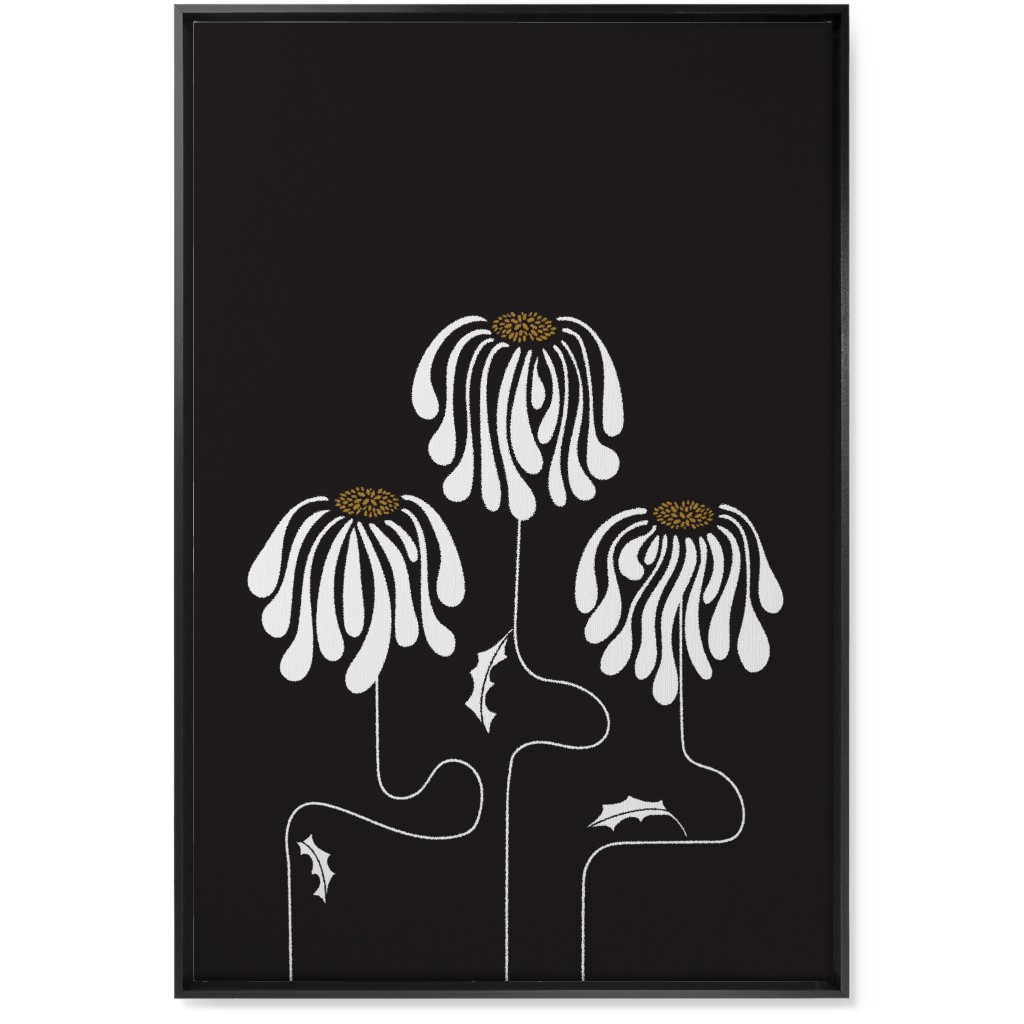 Mod Lazy Daisies Wall Art, Black, Single piece, Canvas, 24x36, Black