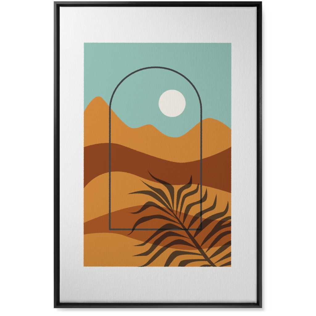 Floating Frame Abstract Mountain Landscape Wall Art, Black, Single piece, Canvas, 24x36, Multicolor