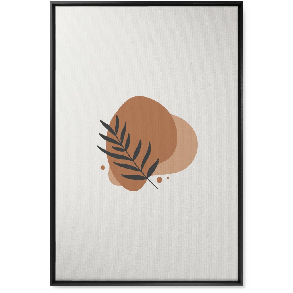 Shapes and Fern Leaf Vi Wall Art, Black, Single piece, Canvas, 24x36, Orange, Pueblo