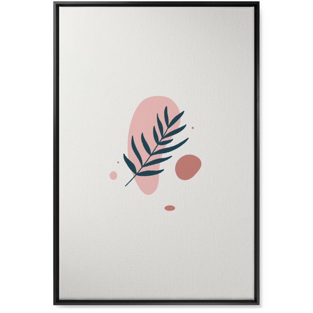 Shapes and Fern Leaf V Wall Art, Black, Single piece, Canvas, 24x36, Pink