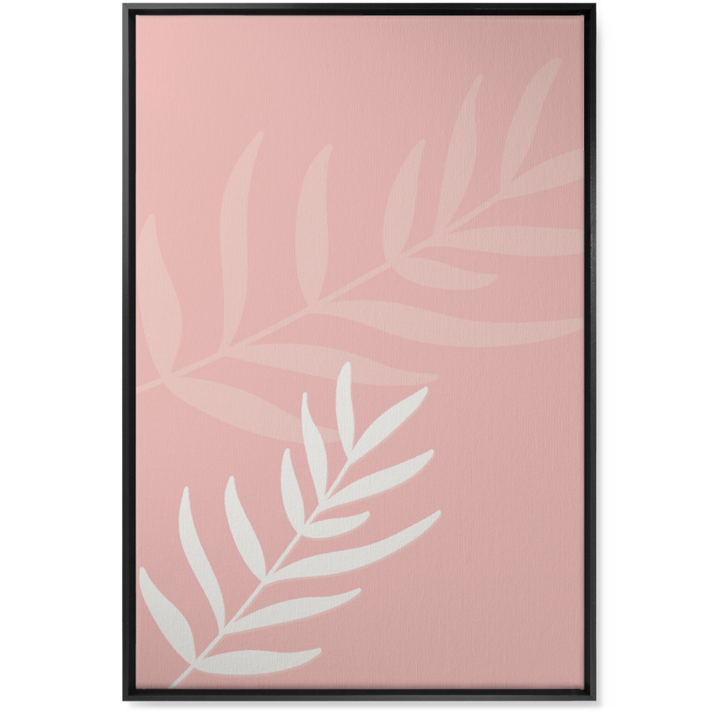 Fern Leaves in Neutral Earth Tones Wall Art, Black, Single piece, Canvas, 24x36, Pink, Ballet Slipper