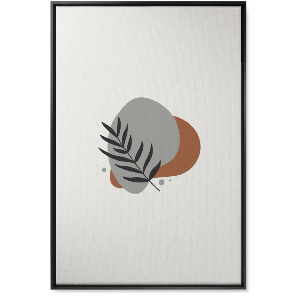Shapes and Fern Leaf Vi Wall Art, Black, Single piece, Canvas, 24x36, Brown, Silver Lining