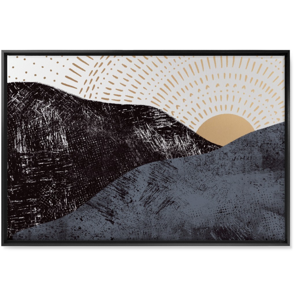 Sunrise on Mountains - Earth Tones Wall Art, Black, Single piece, Canvas, 24x36, Multicolor