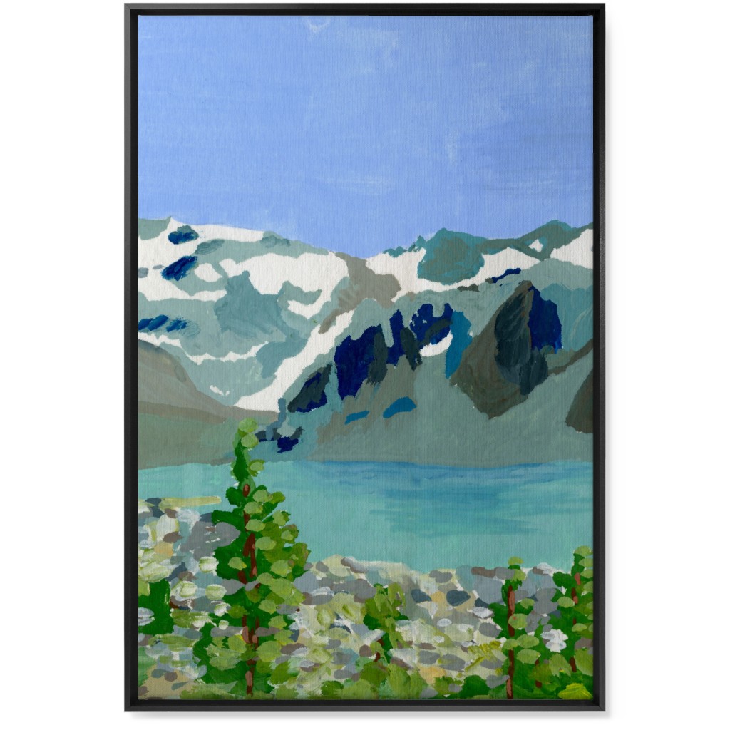 Wedgemount Lake Painting Wall Art, Black, Single piece, Canvas, 24x36, Blue