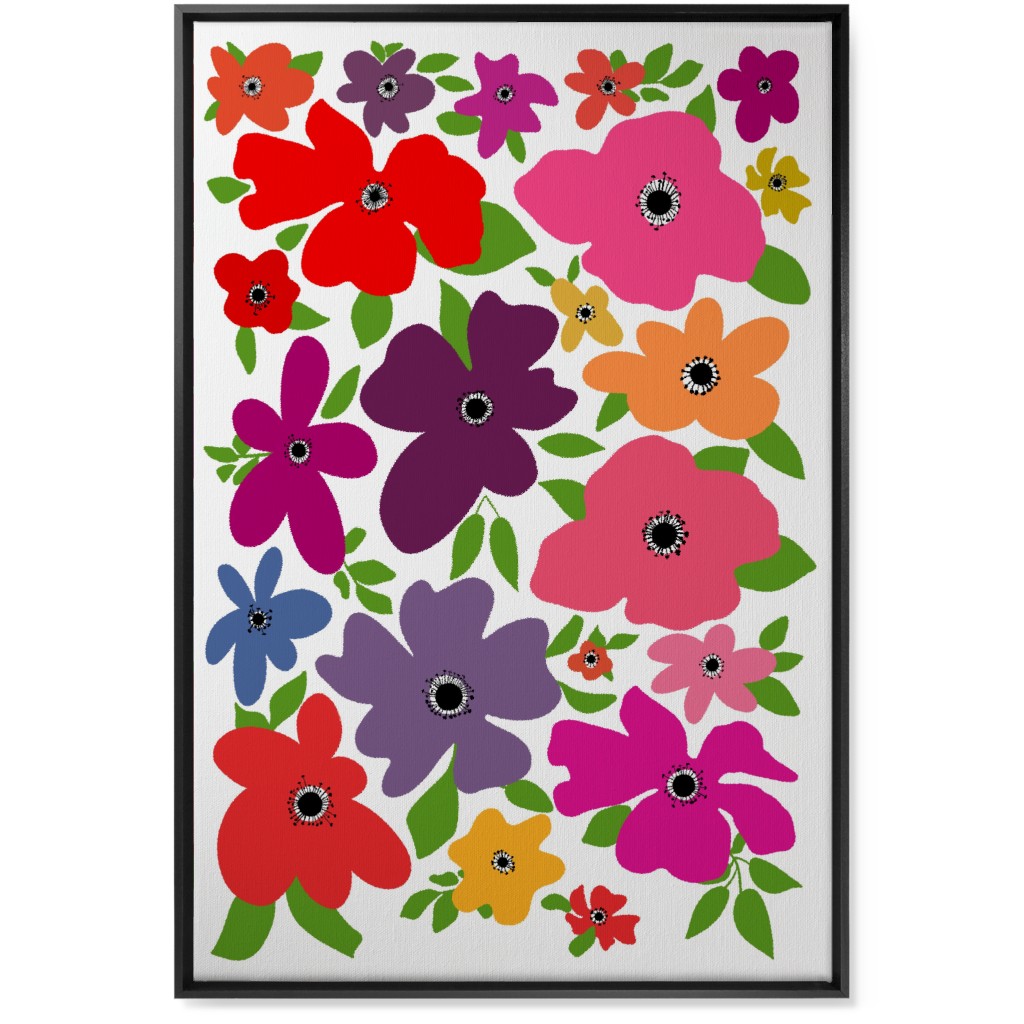 Floral Palooza - Multi Wall Art, Black, Single piece, Canvas, 24x36, Multicolor
