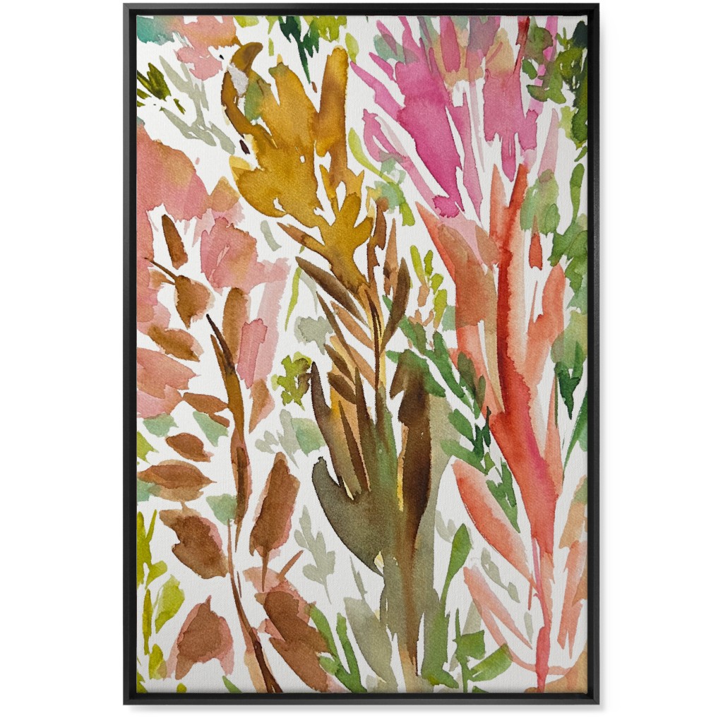 Abstract Garden - Pink Wall Art, Black, Single piece, Canvas, 24x36, Multicolor