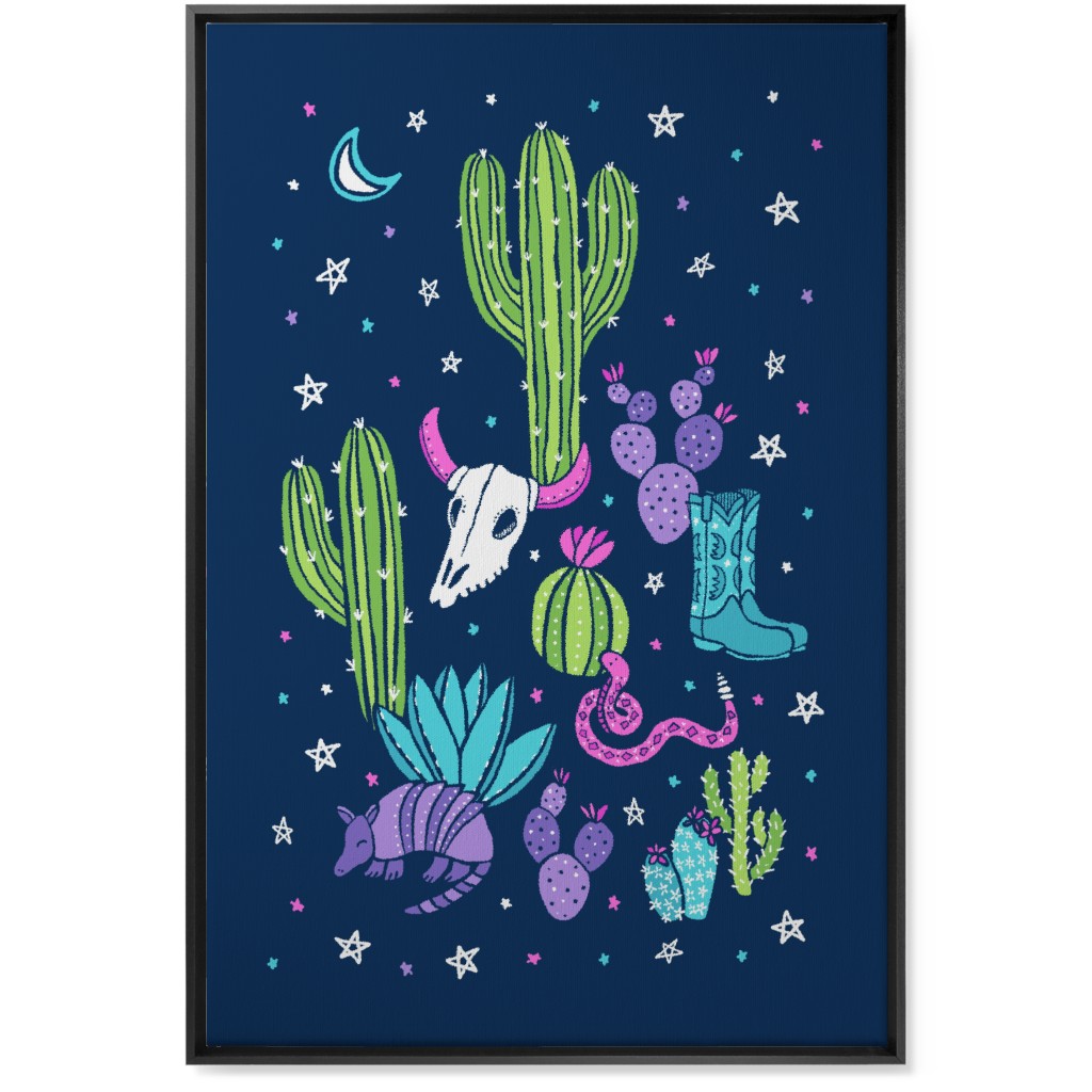 Old Desert Nights - Multi on Navy Wall Art, Black, Single piece, Canvas, 24x36, Blue, True Blue