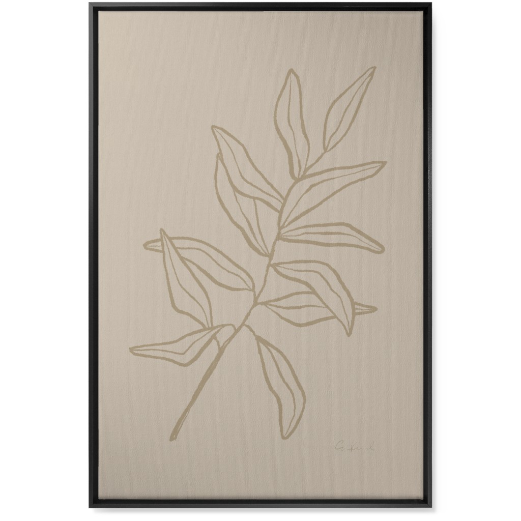 Botanical Eucalyptus Wall Art, Black, Single piece, Canvas, 24x36, Beige, Pebble