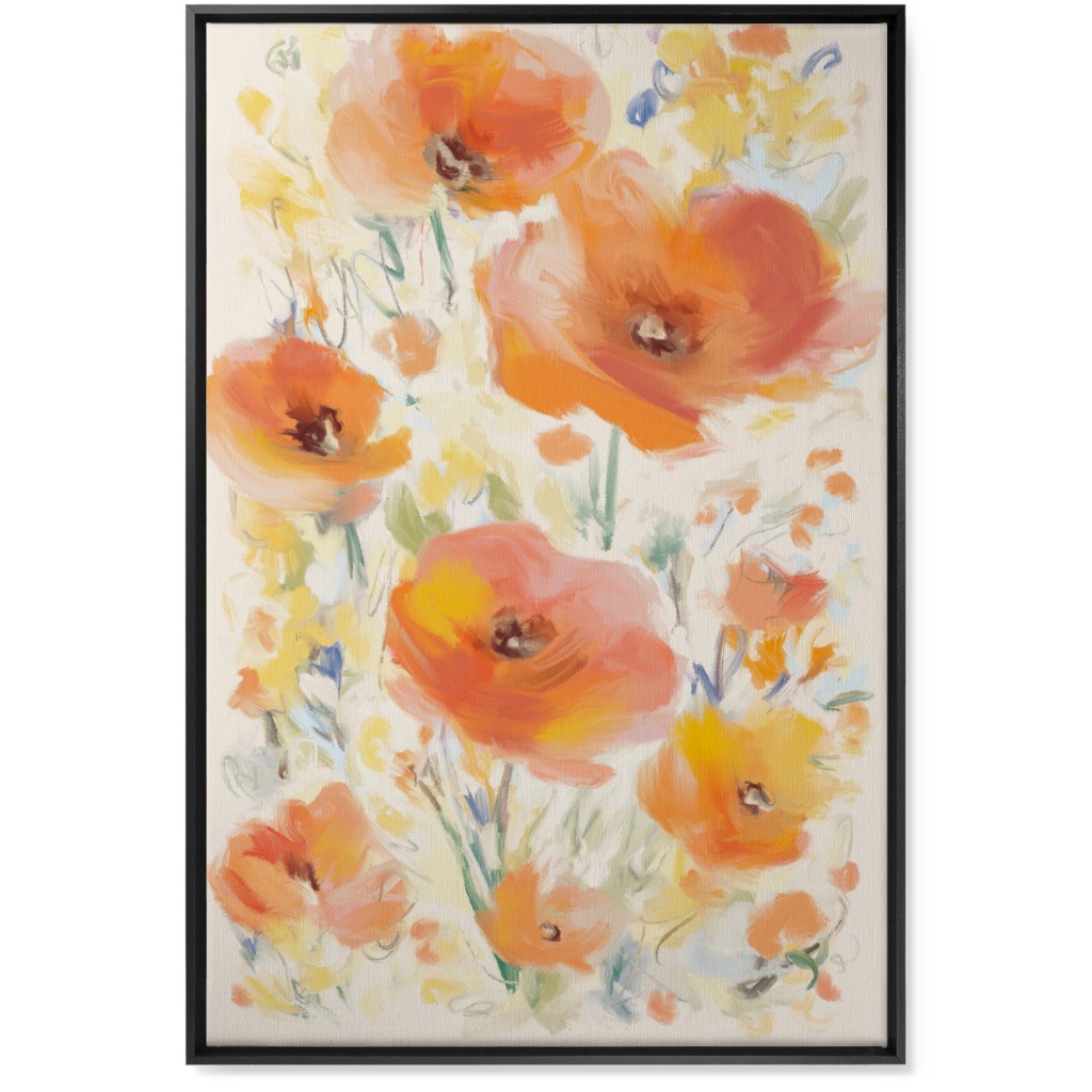 Field of Flowers - Orange Wall Art, Black, Single piece, Canvas, 24x36, Orange, Orange