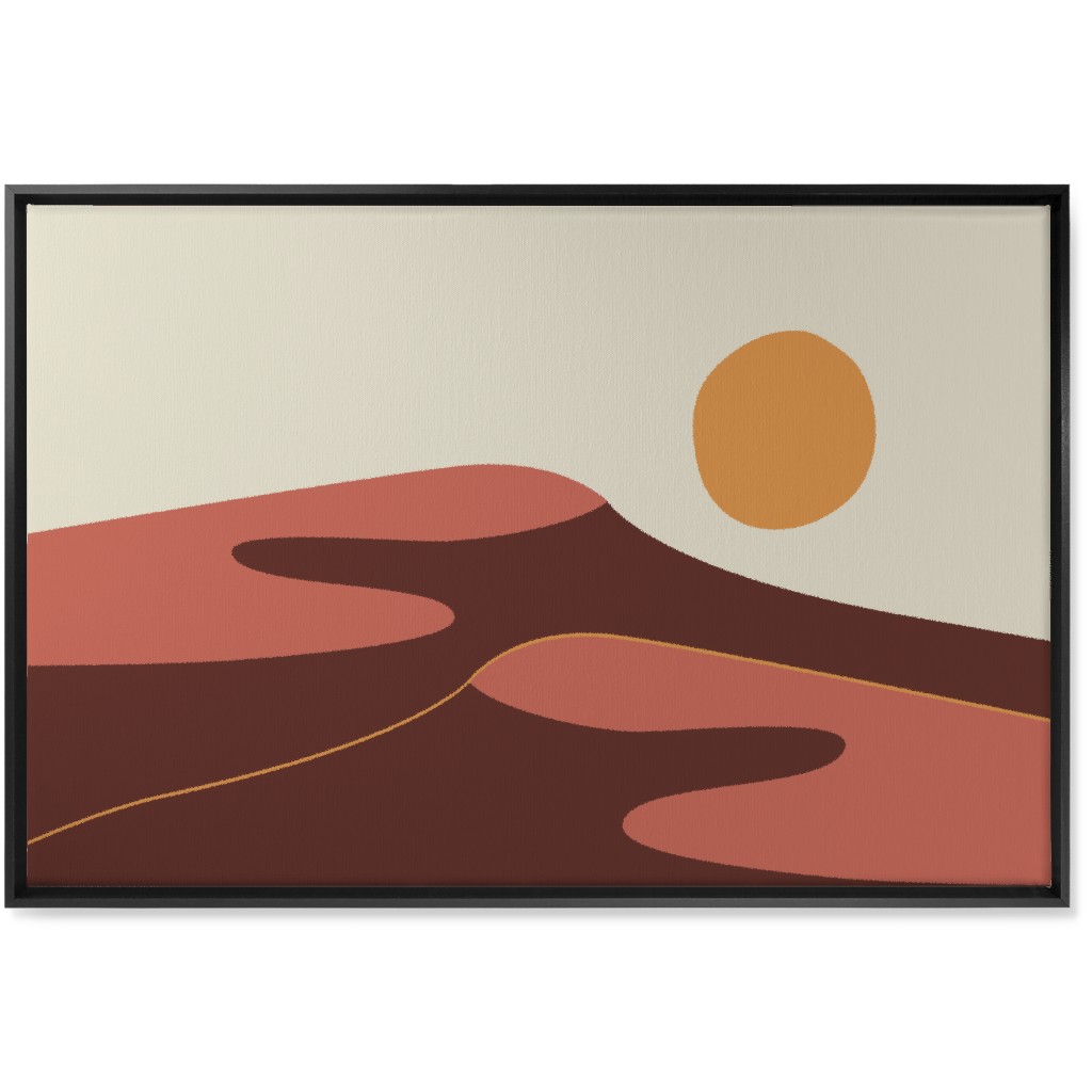 Desert Sun - Earth Tones Wall Art, Black, Single piece, Canvas, 24x36, Orange