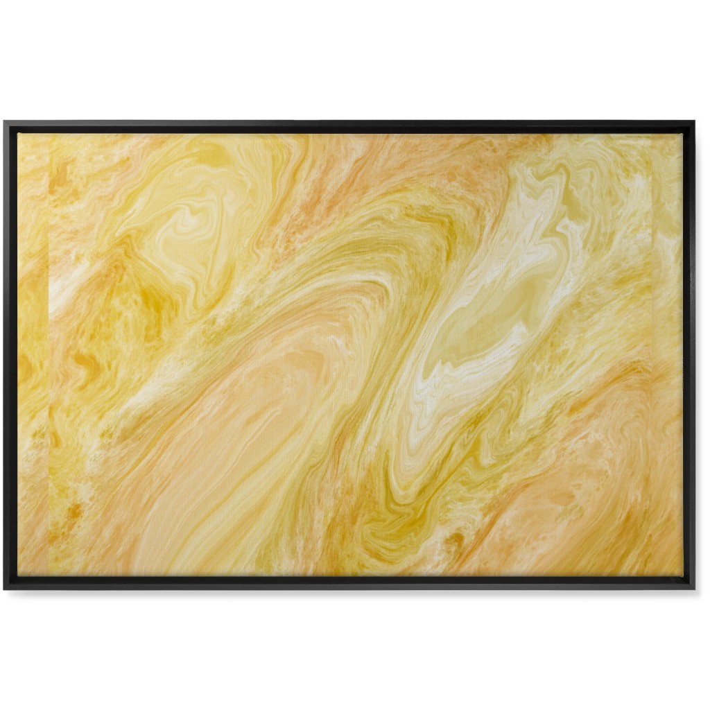 Abstract Acrylic Pour - Yellow Wall Art, Black, Single piece, Canvas, 24x36, Yellow, Classic Yellow