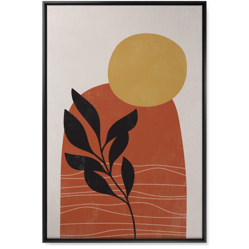 Earthen Plateau - Terracotta Wall Art, Black, Single piece, Canvas, 24x36, Orange