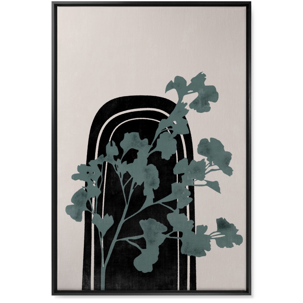 Modern Garden Archway - Green and Ivory Wall Art, Black, Single piece, Canvas, 24x36, Green