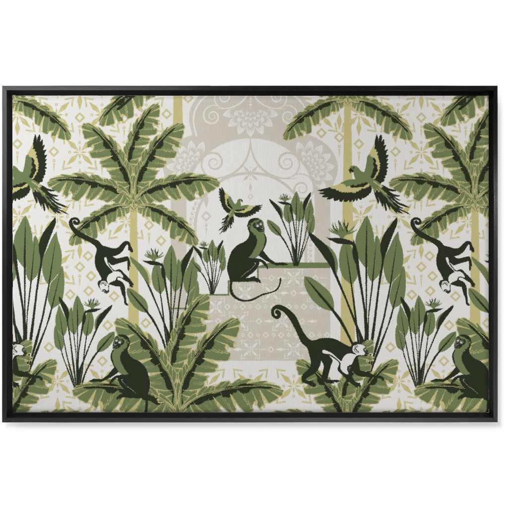 Exotic Tropical Garden Wall Art, Black, Single piece, Canvas, 24x36, Green, Spruce