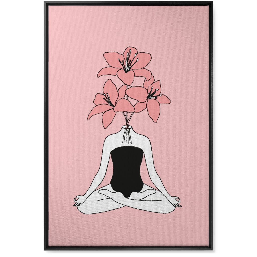 Feminine Yoga - Pink Wall Art, Black, Single piece, Canvas, 24x36, Pink, Bright Pink