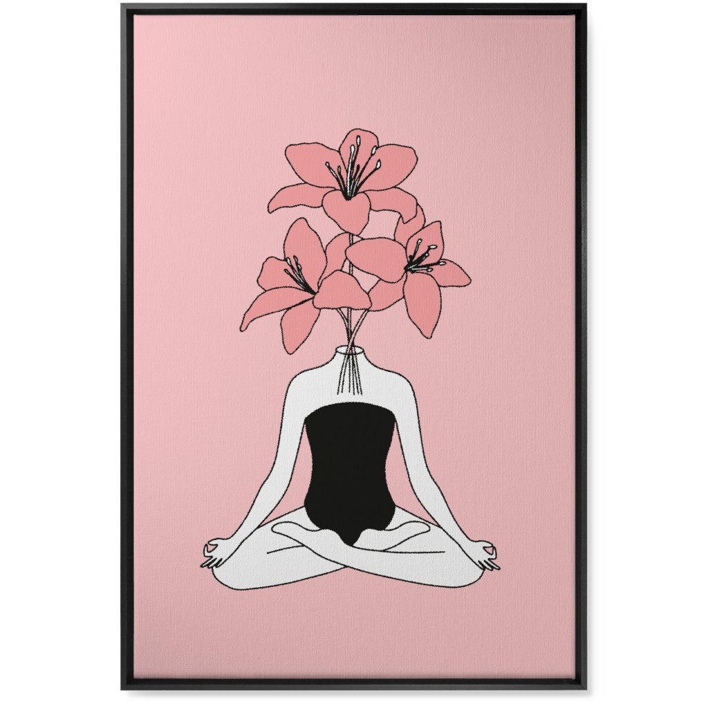 Feminine Yoga - Pink Wall Art, Black, Single piece, Canvas, 24x36, Pink