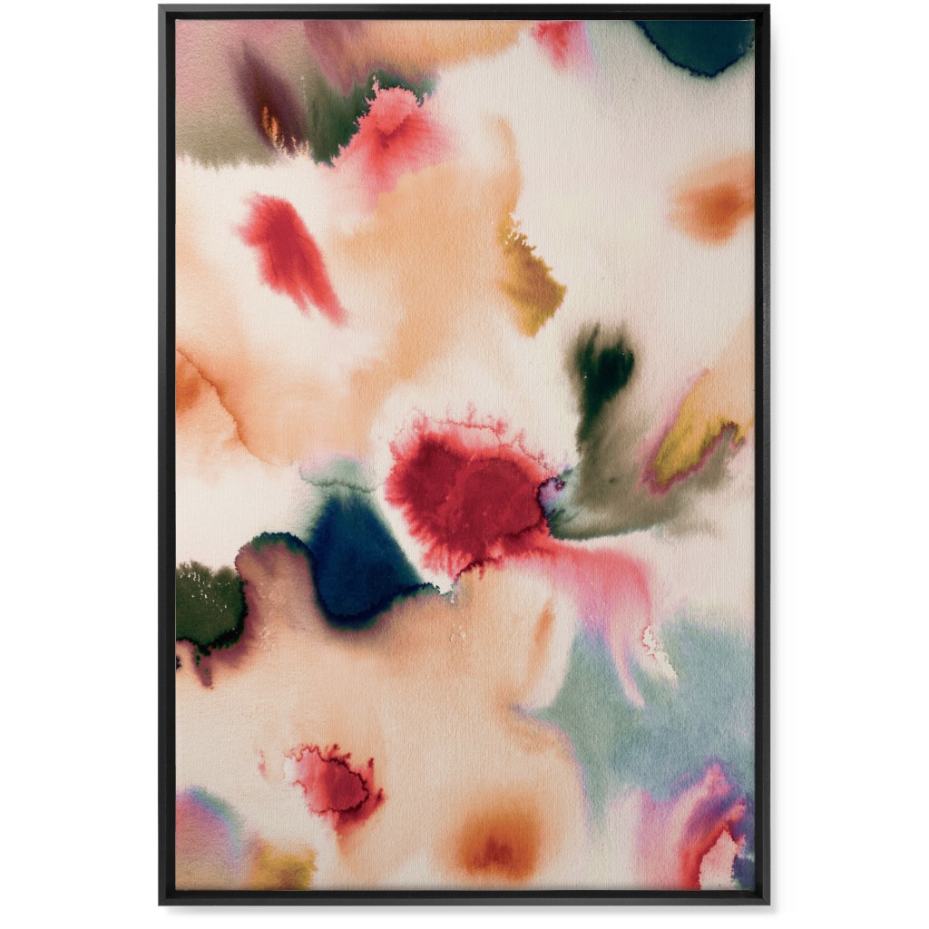 Abstract Watercolor - Warm Wall Art, Black, Single piece, Canvas, 24x36, Pink, Bright Pink