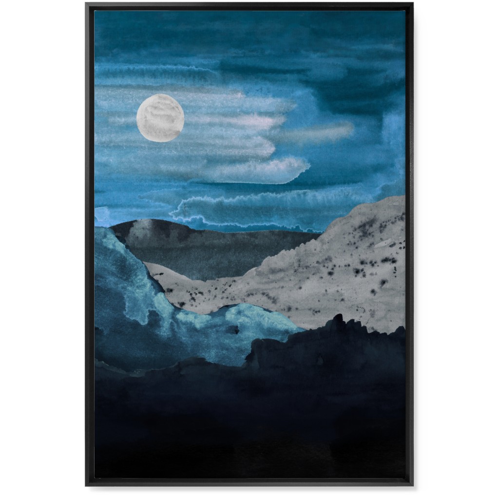 Canyon Night Wall Art, Black, Single piece, Canvas, 24x36, Blue