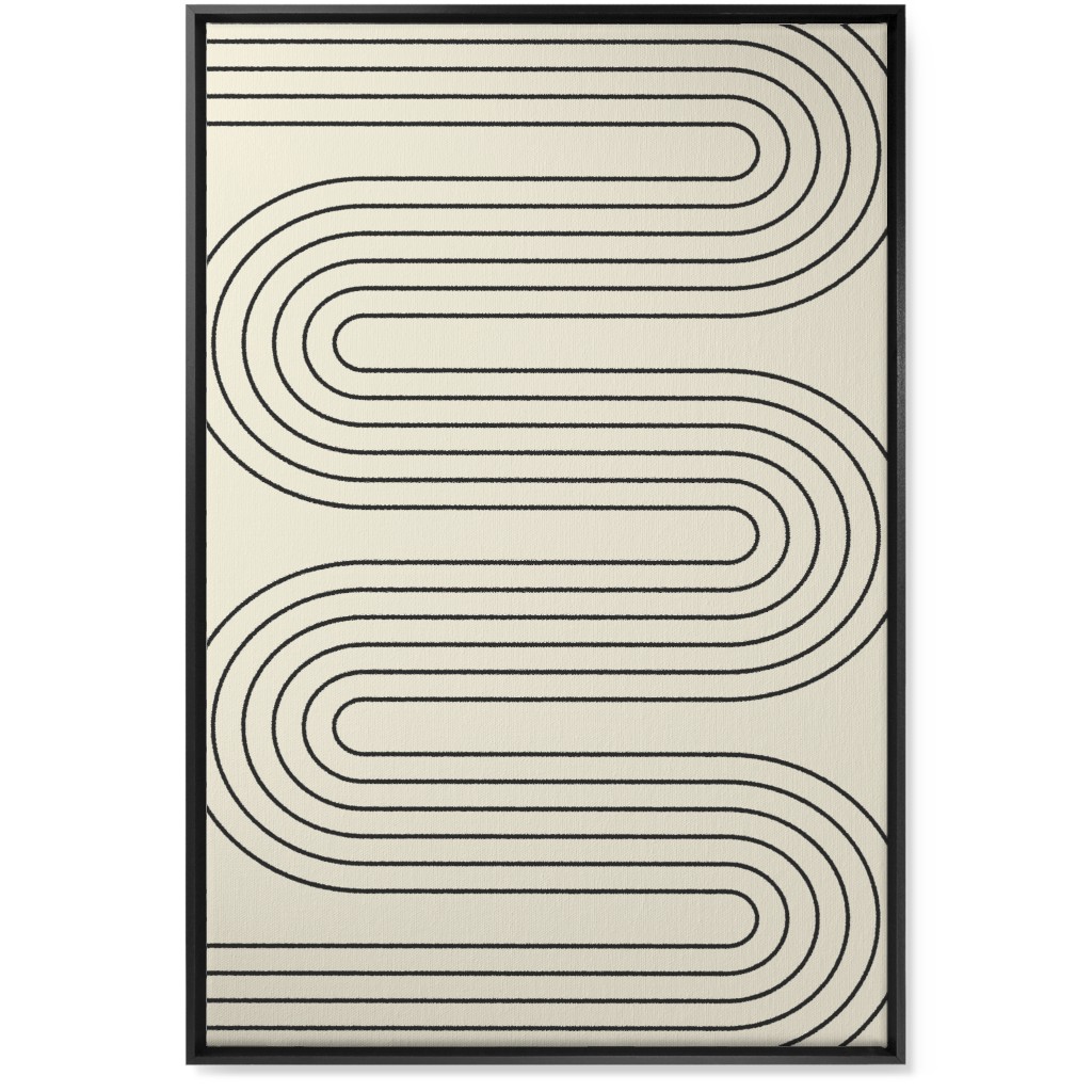 Geometric Abstract Lines - Neutral Wall Art, Black, Single piece, Canvas, 24x36, Beige