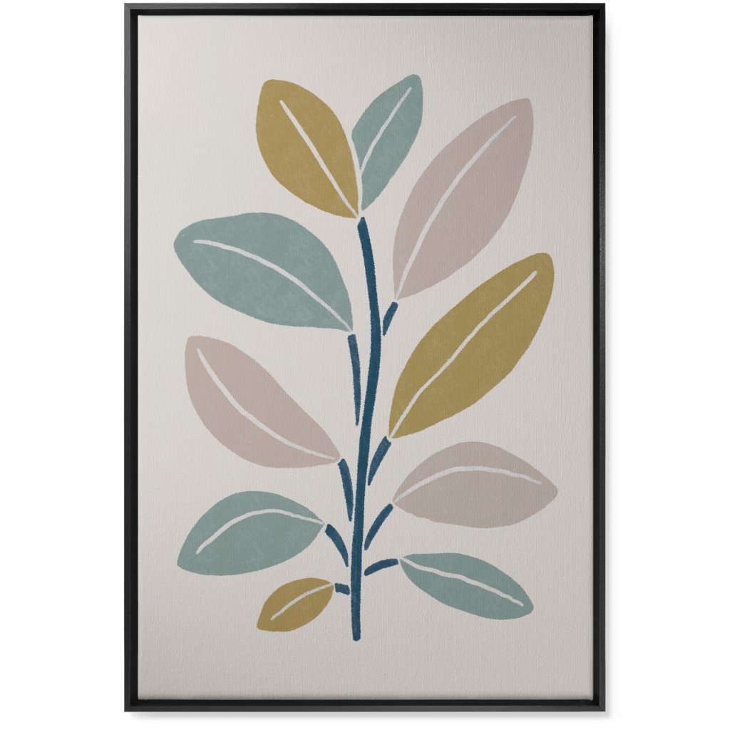 Plant Branch Wall Art, Black, Single piece, Canvas, 24x36, Beige, Garden