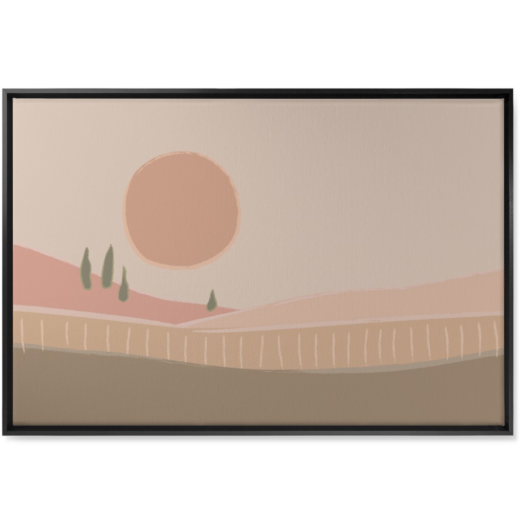 Simple Landscape Wall Art, Black, Single piece, Canvas, 24x36, Pink, Sand