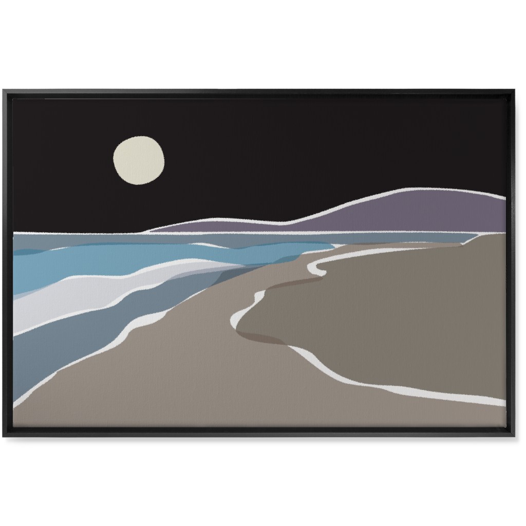 Beach Night Wall Art, Black, Single piece, Canvas, 24x36, Black
