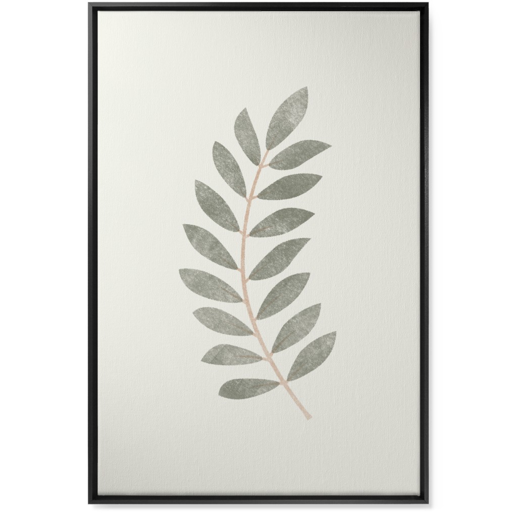 Botanical Leaf Ii Wall Art, Black, Single piece, Canvas, 24x36, Green, Sage