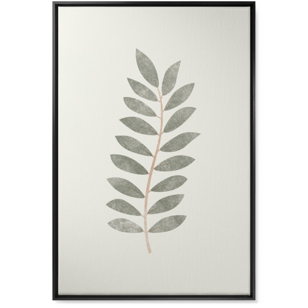 Botanical Leaf Iii Wall Art, Black, Single piece, Canvas, 24x36, Green, Sage