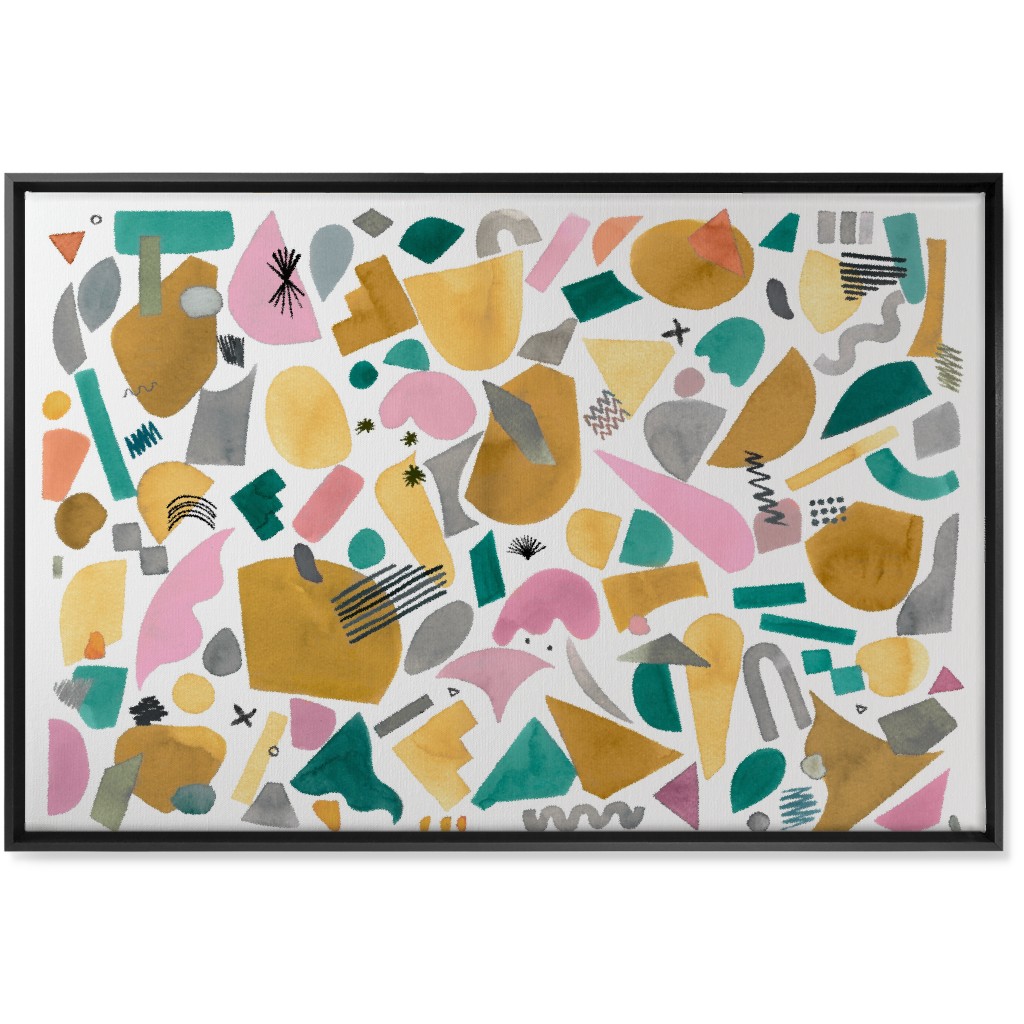 Abstract Geo Pieces - Pink Wall Art, Black, Single piece, Canvas, 24x36, Multicolor