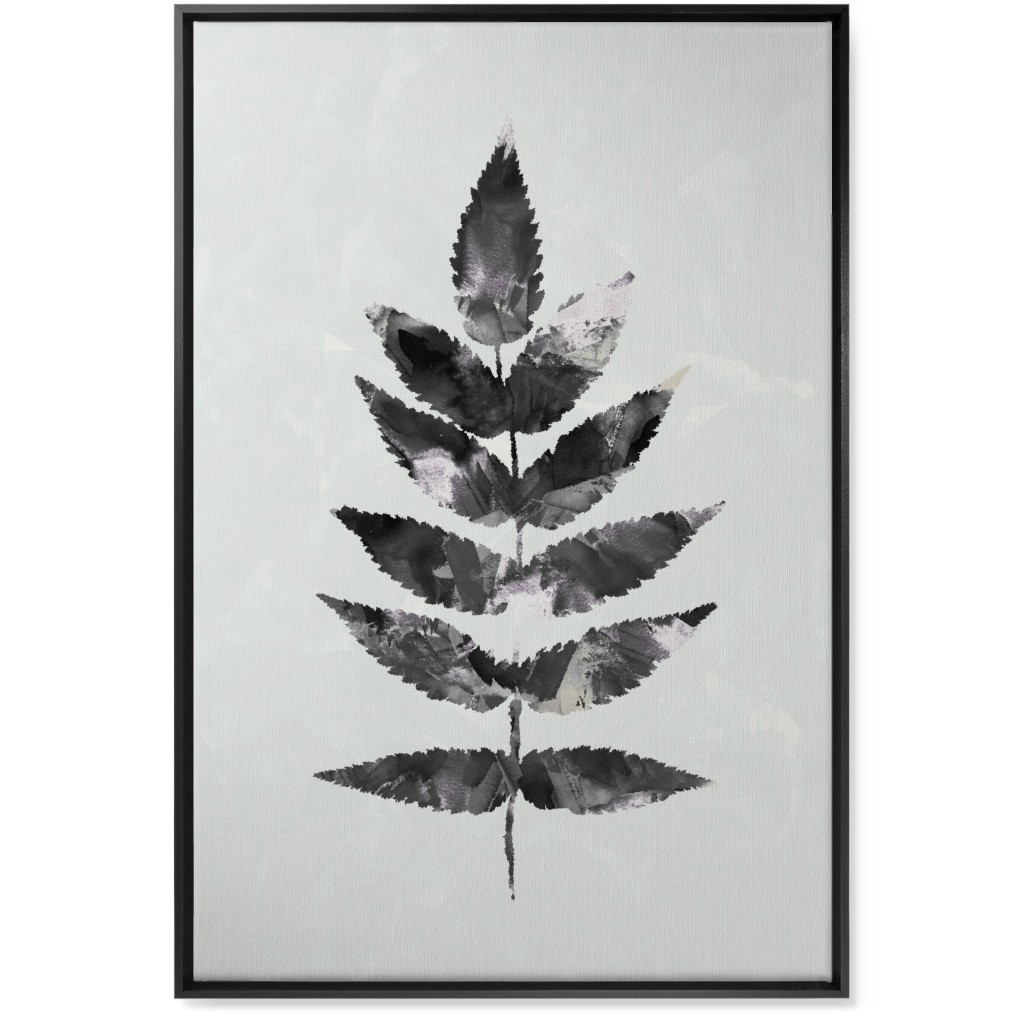 Botanical Leaf Wall Art, Black, Single piece, Canvas, 24x36, Beige