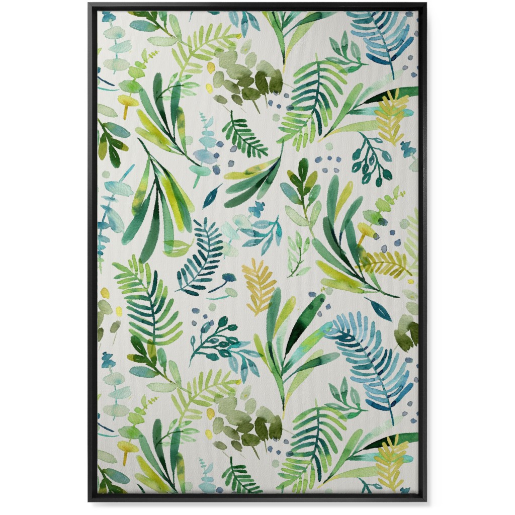 Tuscany Leaves - Green Wall Art, Black, Single piece, Canvas, 24x36, Green