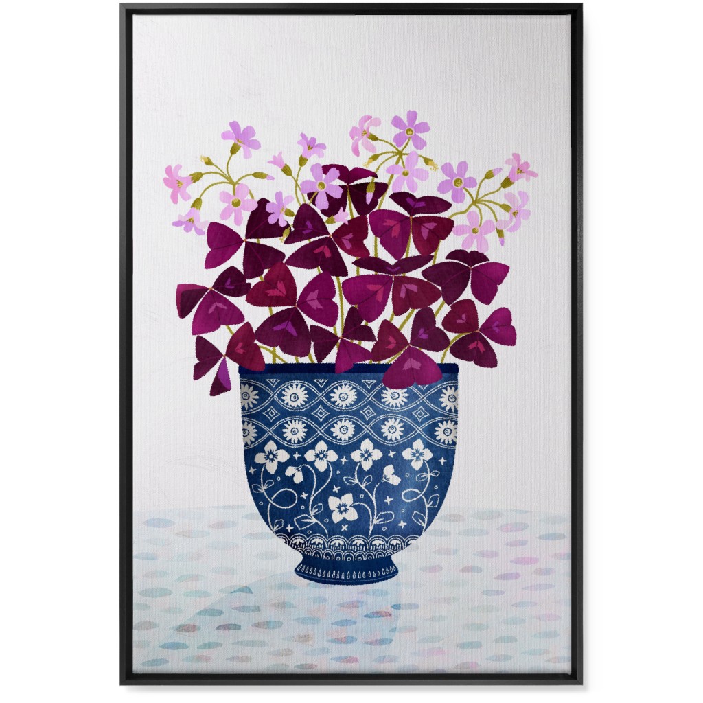 Oxalis Triangularis - Purple and Blue Wall Art, Black, Single piece, Canvas, 24x36, Purple