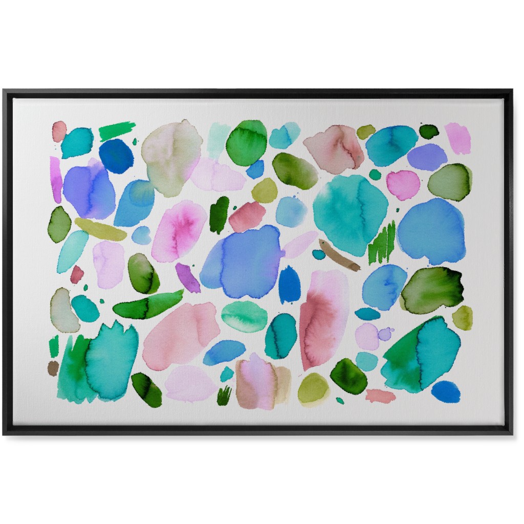 Summer Joy Watercolor Abstract Wall Art, Black, Single piece, Canvas, 24x36, Multicolor, Tidal Wave