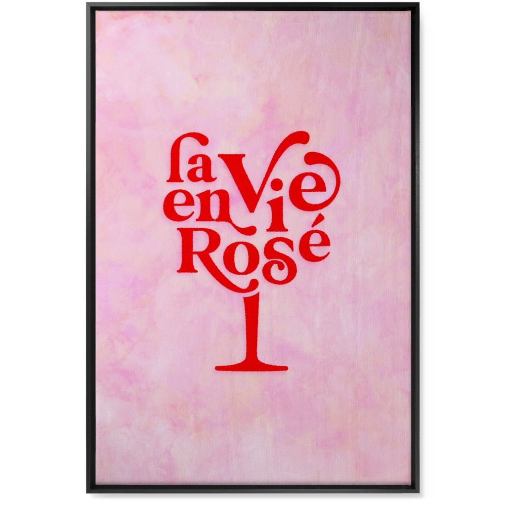 La Vie En Rose - Red and Pink Wall Art, Black, Single piece, Canvas, 24x36, Pink