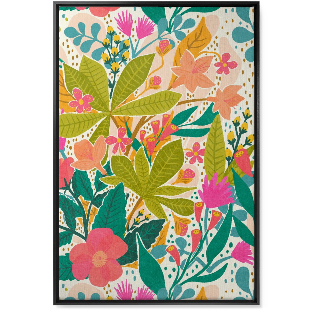 Flowers of Paradise - Multi Wall Art, Black, Single piece, Canvas, 24x36, Multicolor