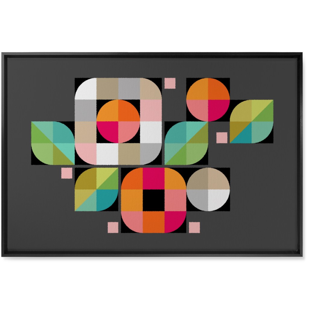 Mod Flower Box Wall Art, Black, Single piece, Canvas, 24x36, Multicolor