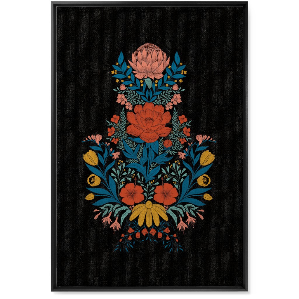 Garden Flower Wall Art, Black, Single piece, Canvas, 24x36, Multicolor